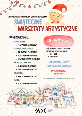 Plakat świątecznych warsztatów artystycznych